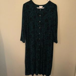 J. Jill Medium Green and Black Dress